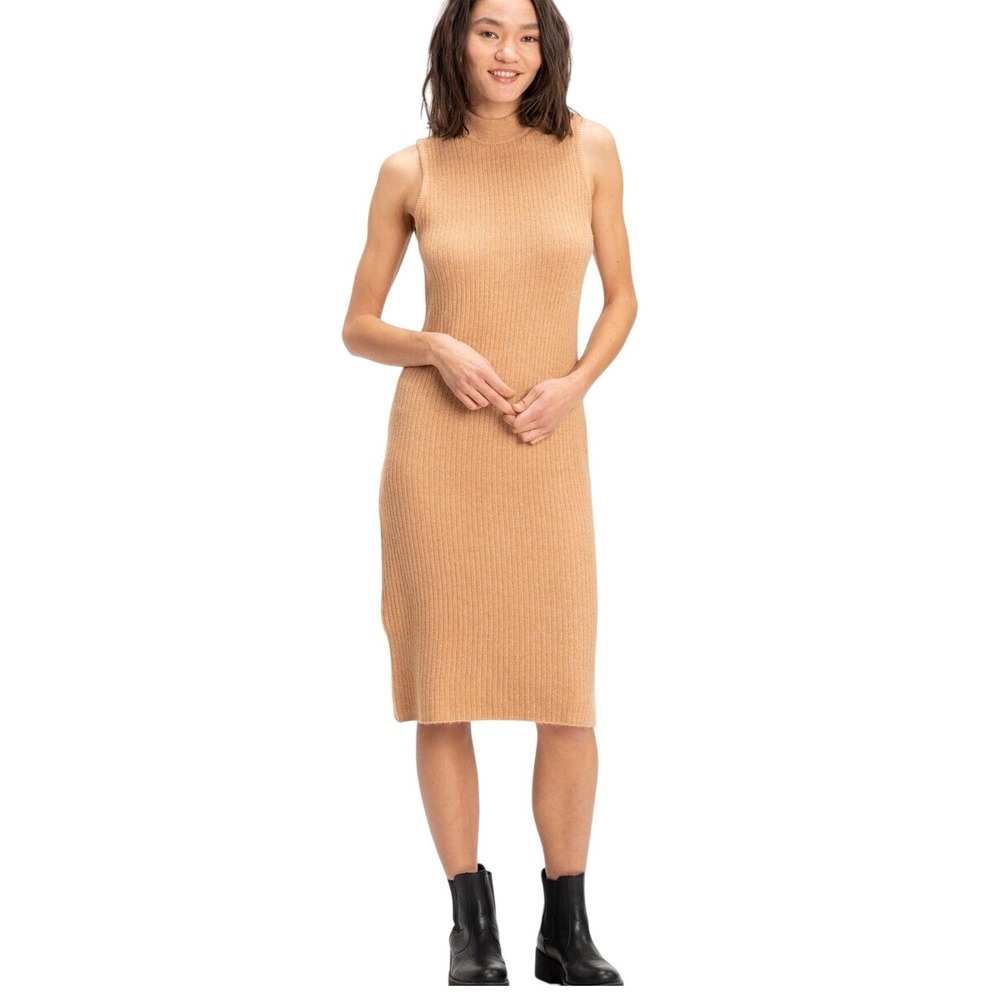 Threads 4 Thought DONIKA RIB KNIT SWEATER MIDI DRESS Beige Sz. M Soft Chic NWT